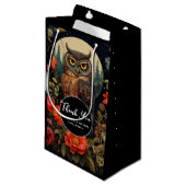 Petit Sac Cadeau Owl at Night with a Full Moon Thank You (Devant Angle)
