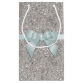 Petit Sac Cadeau Paillettes, arc et ruban argentés élégants (Dos)