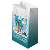 Petit Sac Cadeau Palmier Flammes de Vacances Plage Noël (Dos Angle)