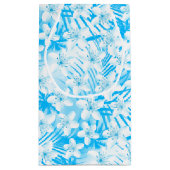 Petit Sac Cadeau Palmiers tropicaux bleus (Dos)