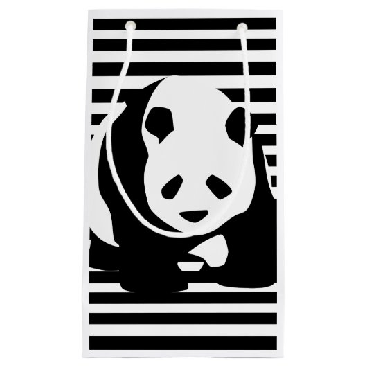 Petit Sac Cadeau Panda et rayures noirs et blancs (Devant)