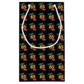 Petit Sac Cadeau Panneau néon en brique pour 65ème anniversaire (Dos)