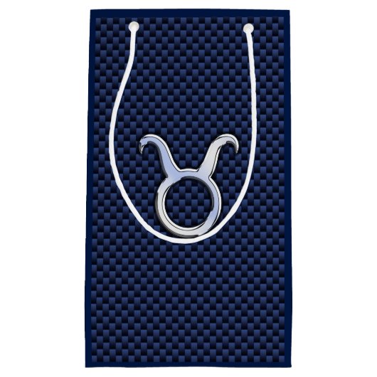 Petit Sac Cadeau Panneau Taurus Zodiac Navy Blue Carbon Fiber Style (Devant)