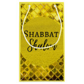 Petit Sac Cadeau Papier-cadeau Shabbat Shalom Jaune Design (Dos)