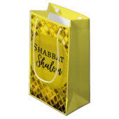 Petit Sac Cadeau Papier-cadeau Shabbat Shalom Jaune Design (Devant Angle)