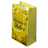 Petit Sac Cadeau Papier-cadeau Shabbat Shalom Jaune Design (Dos Angle)