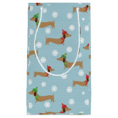 Petit Sac Cadeau Papier d'enveloppement de Noël Dachshund Flammes d (Devant)