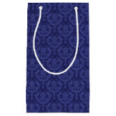 Petit Sac Cadeau Papier peint floral bleu de luxe de damassé (Devant)