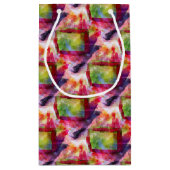 Petit Sac Cadeau Papier peint vert et rouge abstrait (Dos)