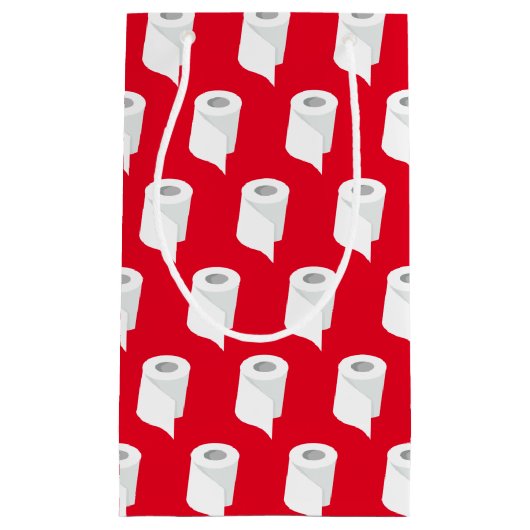 Petit Sac Cadeau Papier Toilet Roll Funny Quarantine Thème Rouge (Devant)