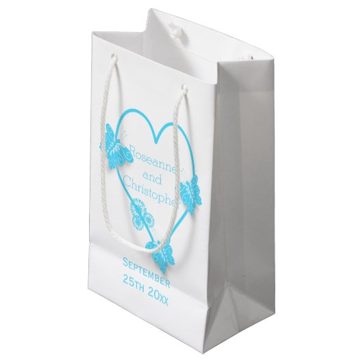 Petit Sac Cadeau Papillon bleu couleur Mariage de conception cardia (Devant Angle)