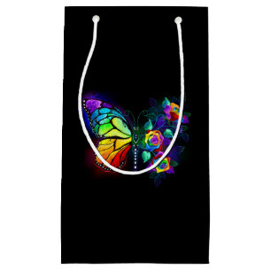 Petit Sac Cadeau Papillon fleur arc-en-ciel