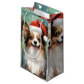 Petit Sac Cadeau Papillon peinture de Noël (Devant Angle)