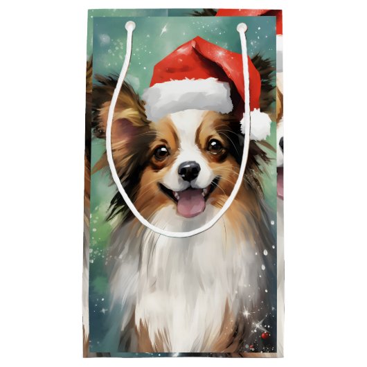 Petit Sac Cadeau Papillon peinture de Noël (Devant)