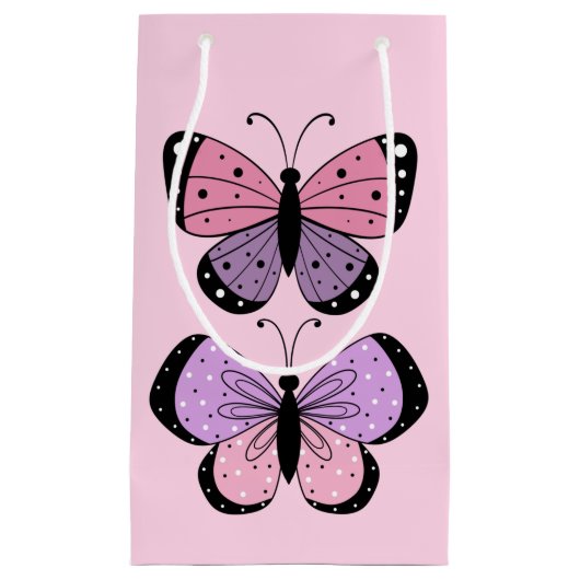 Petit Sac Cadeau Papillon rose et violet (Devant)