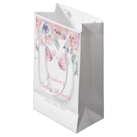 Petit Sac Cadeau Papillon rose violet Baby shower de fille papillon (Devant Angle)