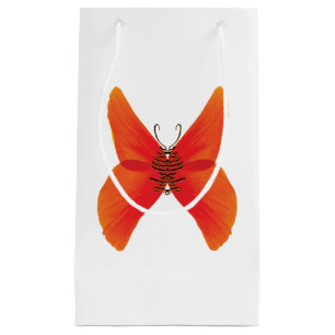 Petit Sac Cadeau Papillon rouge orange avec votre nom