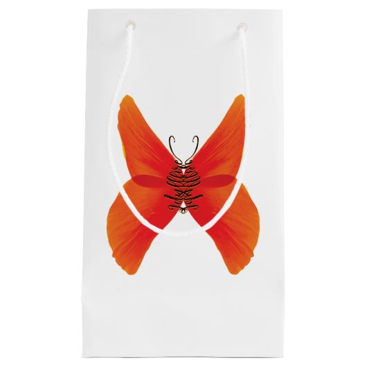 Petit Sac Cadeau Papillon rouge orange avec votre nom (Devant)