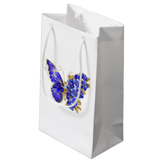 Petit Sac Cadeau Papillon saphir à fleurs (Dos Angle)