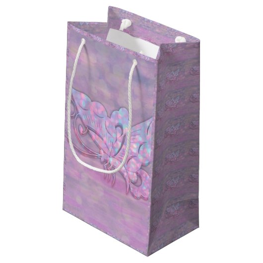 Petit Sac Cadeau Papillon scintillant en pastel pourpre (Dos Angle)