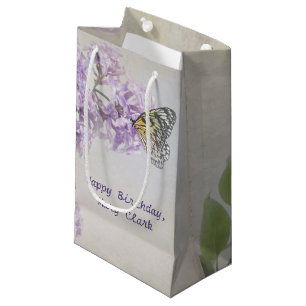 Petit Sac Cadeau papillon sur lilas