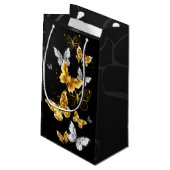 Petit Sac Cadeau Papillons blancs et dorés (Dos Angle)