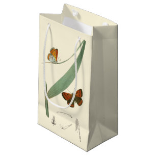 Petit Sac Cadeau Papillons colorés flottant autour d'une feuille