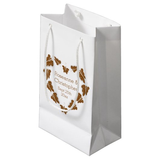 Petit Sac Cadeau Papillons couleur chocolat Mariage design (Devant Angle)