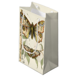 Petit Sac Cadeau Papillons tandem au-dessus de feuille vert