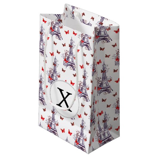 Petit Sac Cadeau Papillons Tour Eiffel Romantique Parisien (Devant Angle)