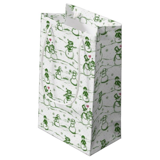 Petit Sac Cadeau Parade des neiges toile - vert (Dos Angle)