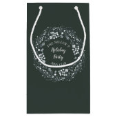 Petit Sac Cadeau Partie blanche verte de guirlande de baies d'hiver (Dos)