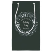 Petit Sac Cadeau Partie blanche verte de guirlande de baies d'hiver (Devant)