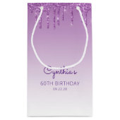 Petit Sac Cadeau Parties scintillant Drip 60e anniversaire violet v (Dos)
