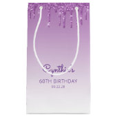 Petit Sac Cadeau Parties scintillant Drip 60e anniversaire violet v (Devant)