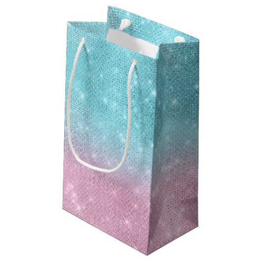 Petit Sac Cadeau Parties scintillant et brillant doux 16 V2 Turquoi (Dos Angle)