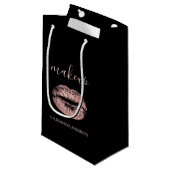 Petit Sac Cadeau Parties scintillant or rose et maquillage en bâton (Devant Angle)