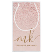 Petit Sac Cadeau Parties scintillant or Rose tendance Initiales fan (Dos)