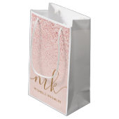 Petit Sac Cadeau Parties scintillant or Rose tendance Initiales fan (Dos Angle)