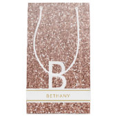 Petit Sac Cadeau Parties scintillant rose or rose Moderne Monogramm (Devant)