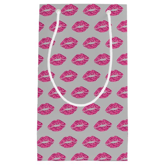 Petit Sac Cadeau Parties scintillant roses lèvres (Devant)