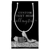 Petit Sac Cadeau Parties scintillant talons hauts Noir Argent Perso (Devant)