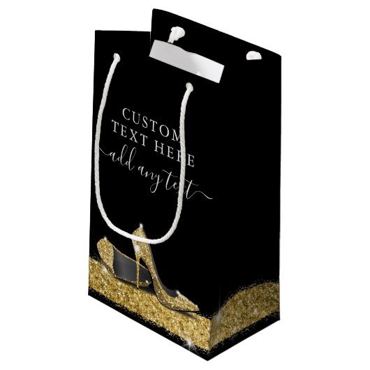 Petit Sac Cadeau Parties scintillant talons hauts Noir Or (Dos Angle)