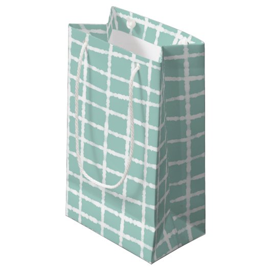 Petit Sac Cadeau Pastel Blue Check Motif Élégant et unique (Devant Angle)
