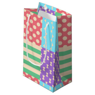 Petit Sac Cadeau Pastel Rayure Vichy Nœud Papillon Géométrique