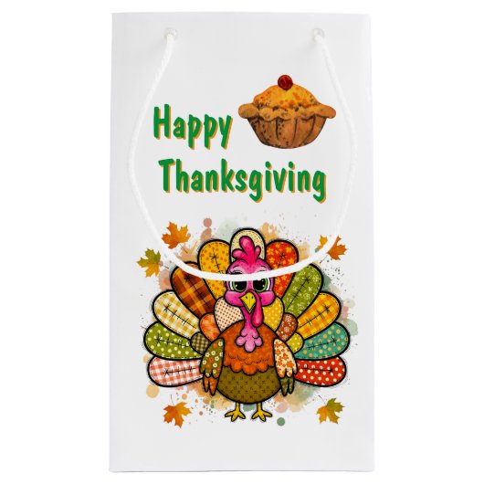 Petit Sac Cadeau Patchwork Turkey Thanksgiving (Dos)