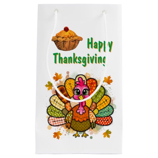 Petit Sac Cadeau Patchwork Turkey Thanksgiving (Devant)