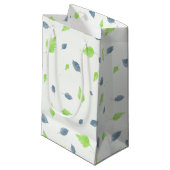 Petit Sac Cadeau Pattern Blue & Green Leaves (Devant Angle)