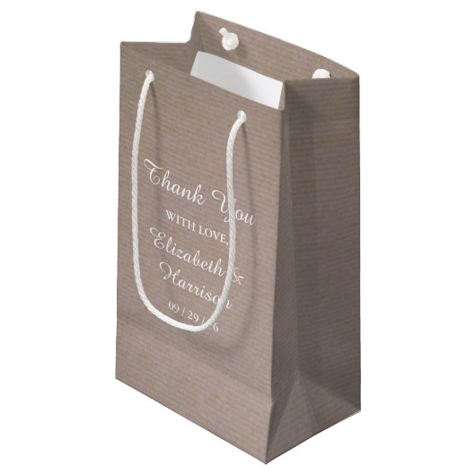Petit Sac Cadeau Pays rustique Kraft Mariage Merci Favoriser (Devant Angle)