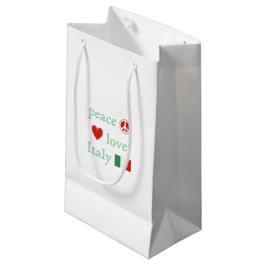 Petit Sac Cadeau Peace Love Italie Coeur République italienne Drape (Devant Angle)
